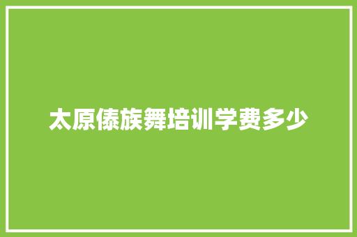 太原傣族舞培训学费多少