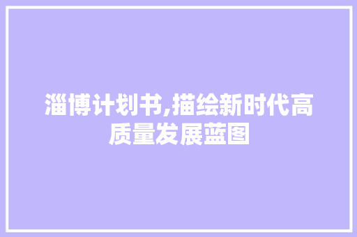 淄博计划书,描绘新时代高质量发展蓝图 汉字拼音