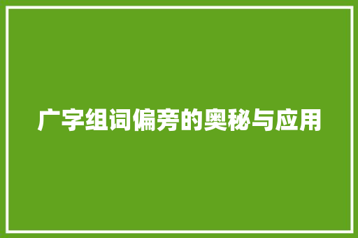 广字组词偏旁的奥秘与应用