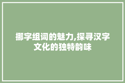 挪字组词的魅力,探寻汉字文化的独特韵味