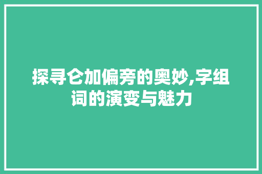 探寻仑加偏旁的奥妙,字组词的演变与魅力