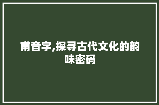 甫音字,探寻古代文化的韵味密码