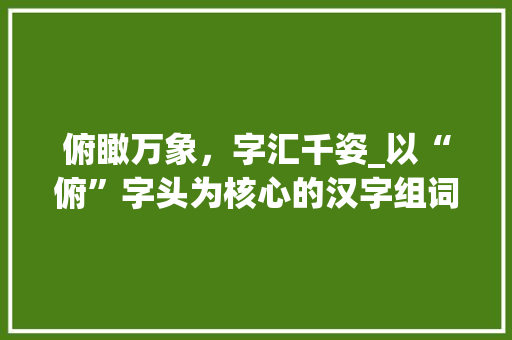 俯瞰万象，字汇千姿_以“俯”字头为核心的汉字组词探析_俯字头有哪些字组词