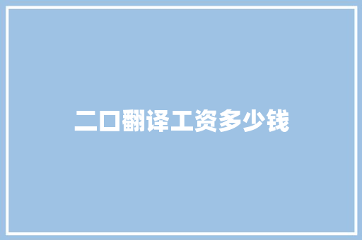 二口翻译工资多少钱