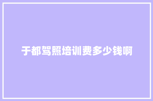于都驾照培训费多少钱啊
