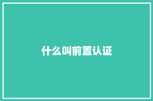 什么叫前置认证