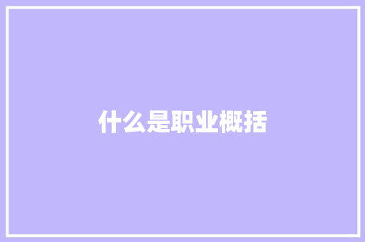 什么是职业概括