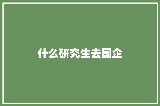 什么研究生去国企