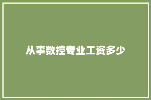 从事数控专业工资多少