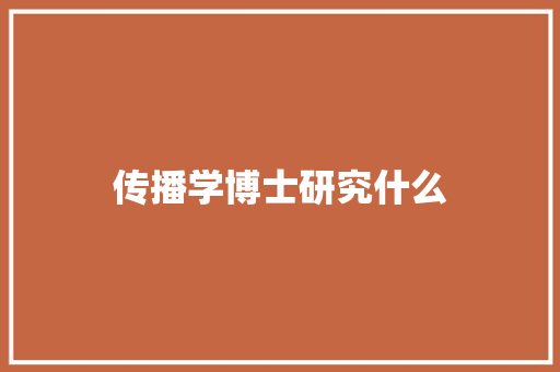 传播学博士研究什么