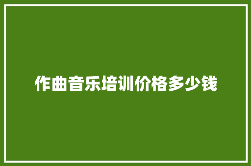 作曲音乐培训价格多少钱