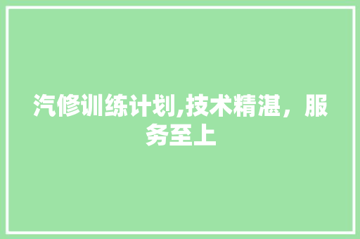 汽修训练计划,技术精湛，服务至上