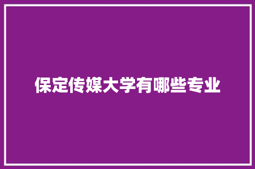 保定传媒大学有哪些专业