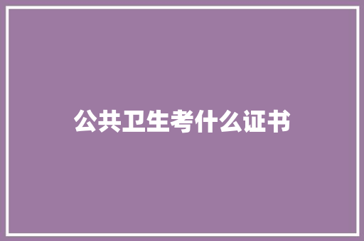 公共卫生考什么证书