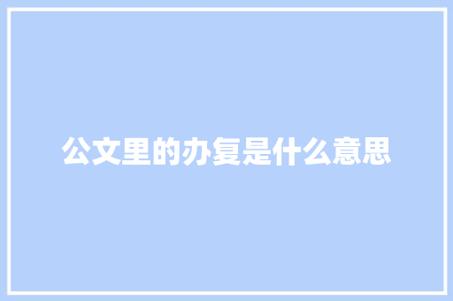 公文里的办复是什么意思