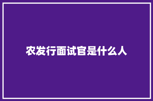 农发行面试官是什么人