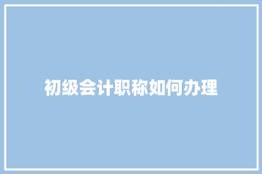 初级会计职称如何办理