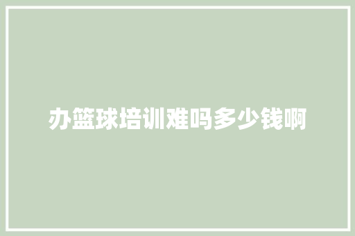 办篮球培训难吗多少钱啊