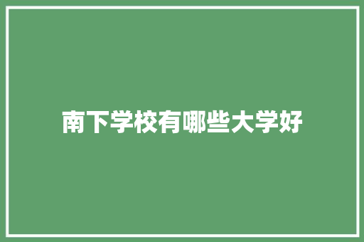 南下学校有哪些大学好