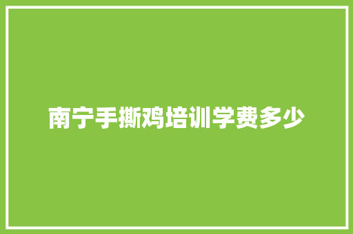 南宁手撕鸡培训学费多少