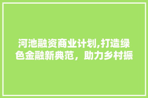 河池融资商业计划,打造绿色金融新典范，助力乡村振兴