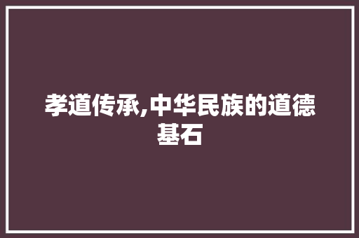 孝道传承,中华民族的道德基石