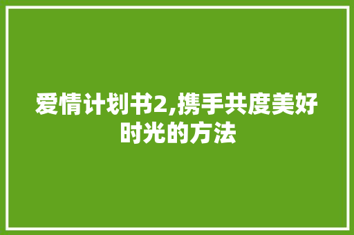 爱情计划书2,携手共度美好时光的方法