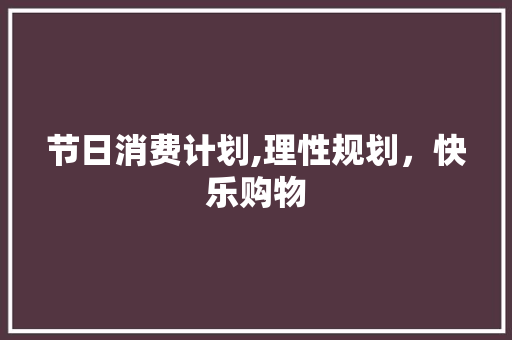节日消费计划,理性规划，快乐购物