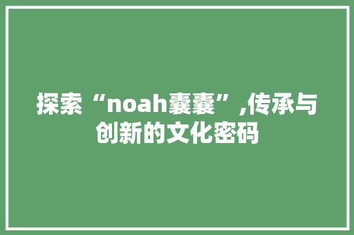 探索“noah囊囊”,传承与创新的文化密码 反义词汇