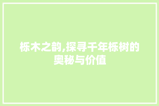 栎木之韵,探寻千年栎树的奥秘与价值 短语