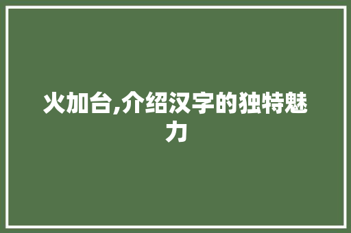火加台,介绍汉字的独特魅力