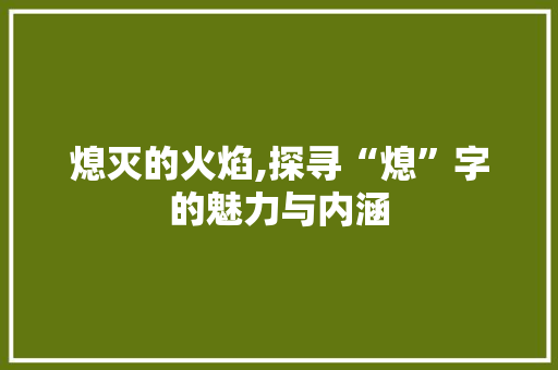 熄灭的火焰,探寻“熄”字的魅力与内涵