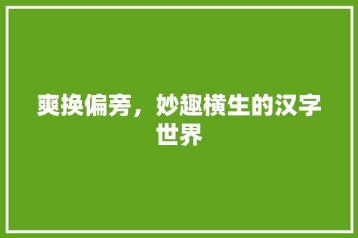 爽换偏旁，妙趣横生的汉字世界