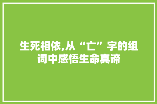 生死相依,从“亡”字的组词中感悟生命真谛