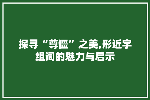 探寻“尊僵”之美,形近字组词的魅力与启示 英语单词