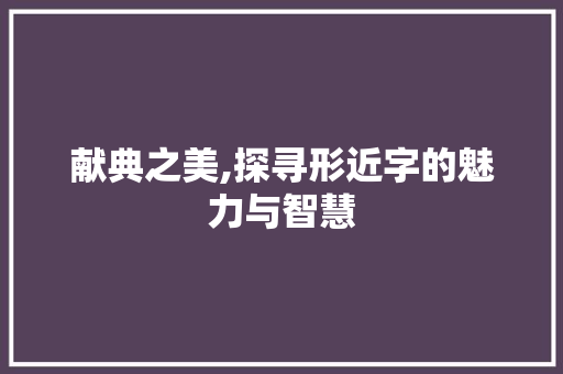 献典之美,探寻形近字的魅力与智慧