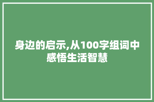 身边的启示,从100字组词中感悟生活智慧