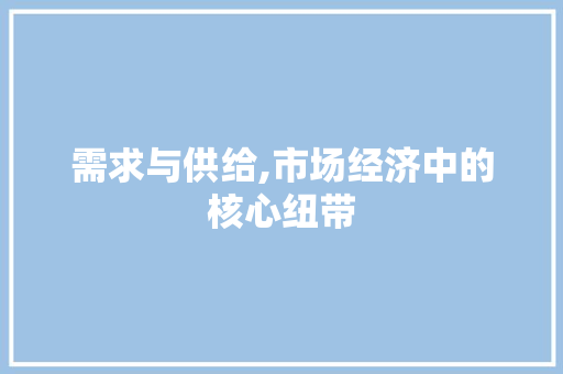 需求与供给,市场经济中的核心纽带
