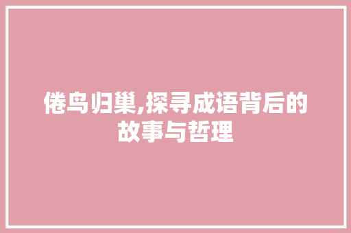 倦鸟归巢,探寻成语背后的故事与哲理 汉字拼音