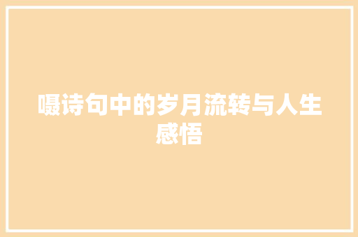 嗫诗句中的岁月流转与人生感悟 问答