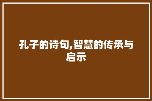 孔子的诗句,智慧的传承与启示 短语