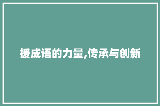 援成语的力量,传承与创新