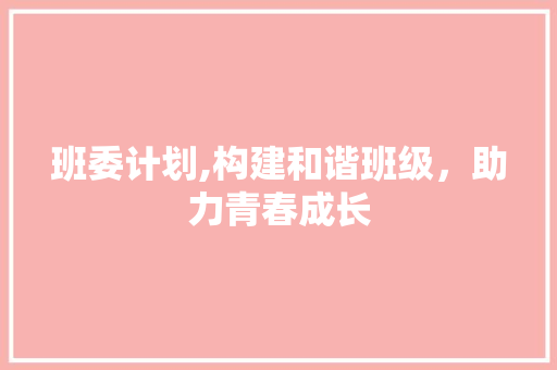 班委计划,构建和谐班级，助力青春成长