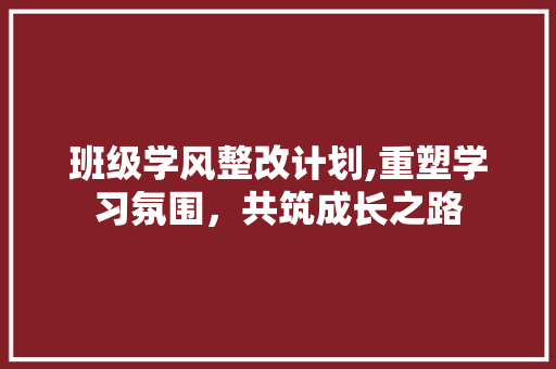 班级学风整改计划,重塑学习氛围，共筑成长之路