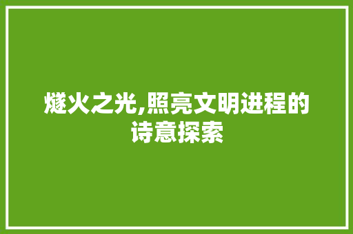 燧火之光,照亮文明进程的诗意探索