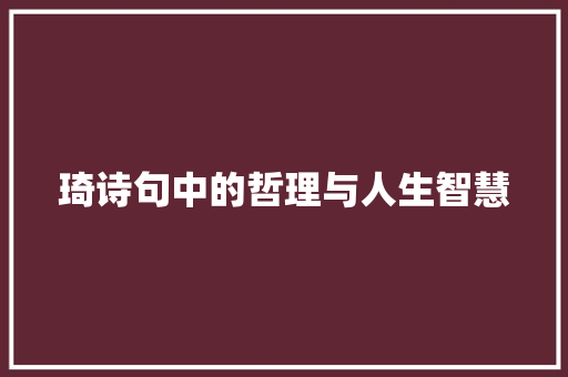 琦诗句中的哲理与人生智慧
