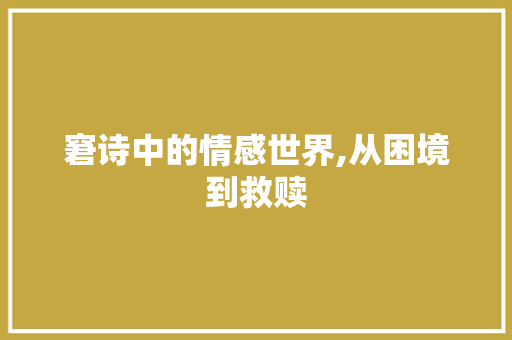 窘诗中的情感世界,从困境到救赎 短语