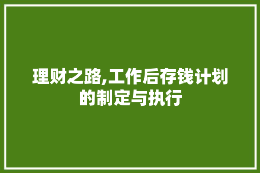 理财之路,工作后存钱计划的制定与执行