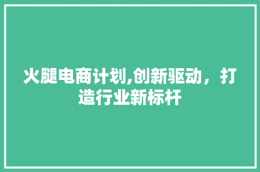 火腿电商计划,创新驱动，打造行业新标杆