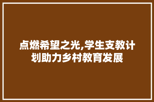 点燃希望之光,学生支教计划助力乡村教育发展